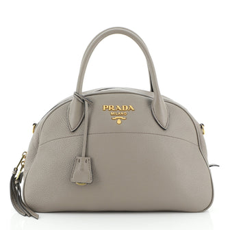 Prada Convertible Dual Strap Bowling Bag Vitello Daino Medium