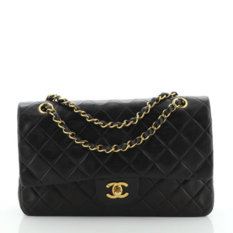 Chanel Vintage Classic Double Flap Bag Quilted Lambskin Medium