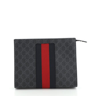 Gucci Web Zip Pouch GG Coated Canvas