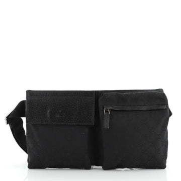 Gucci Vintage Double Belt Bag GG Canvas