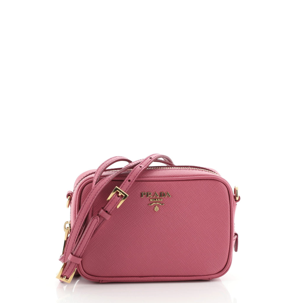 Saffiano Mini Zip Crossbody Bag Pink