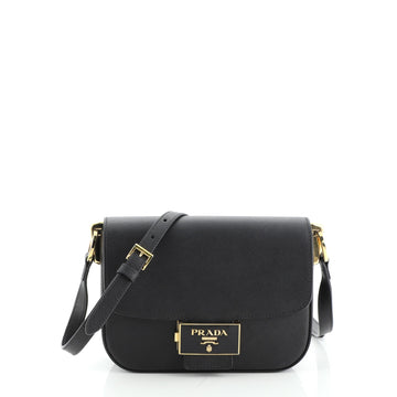 Prada Embleme Flap Shoulder Bag Saffiano Leather