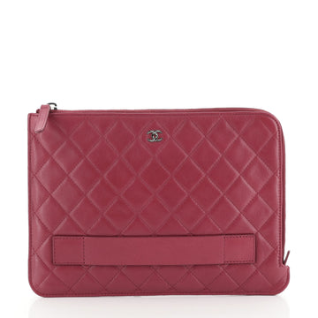 Chanel Slide Zip Pouch Quilted Lambskin Small