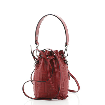 Fendi Mon Tresor Bucket Bag Zucca Embossed Leather Mini