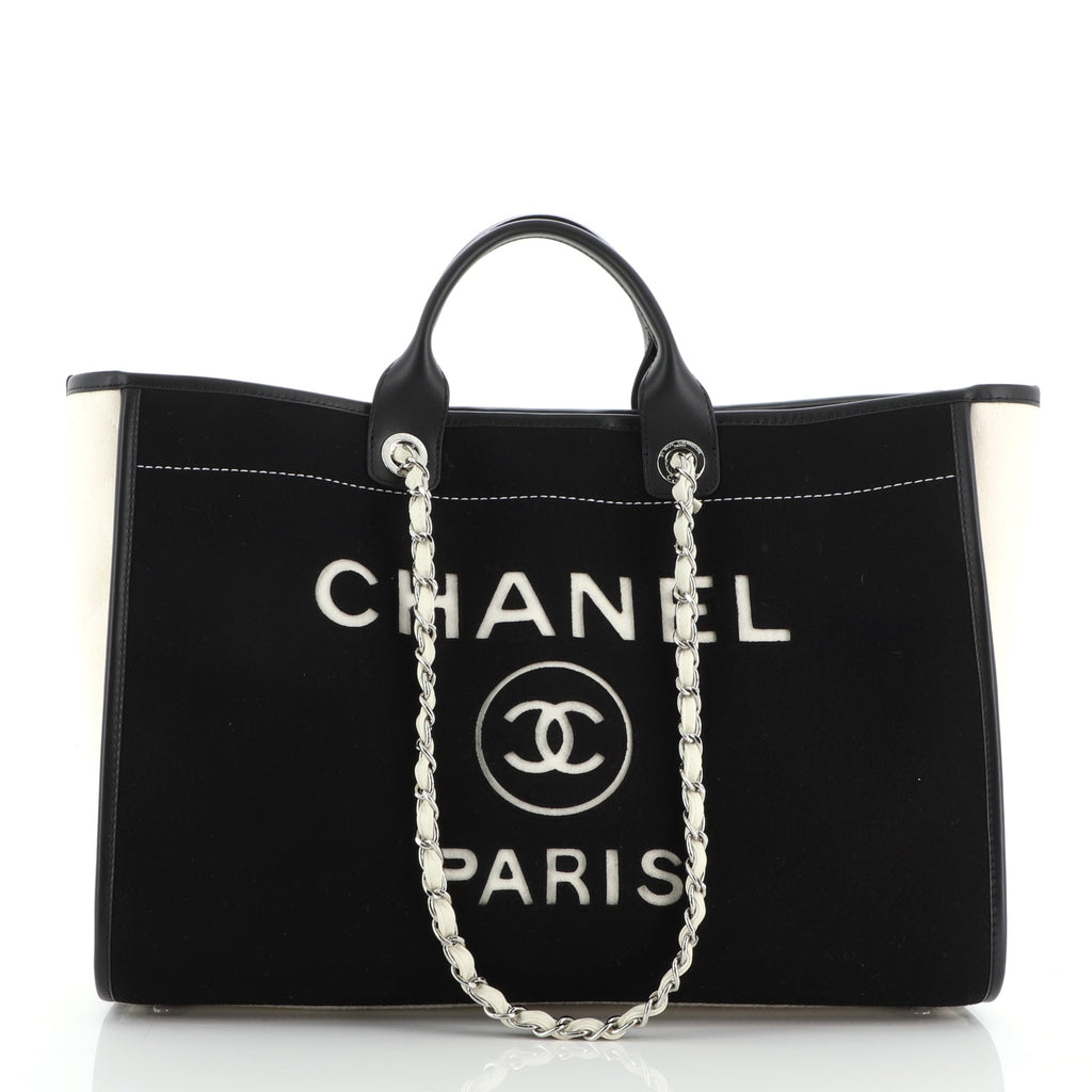 Chanel Deauville Tote Wool Felt Large Multi color 5632214