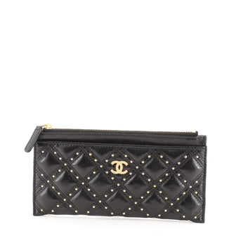 Chanel Classic Zip Pouch Studded Quilted Calfskin Long