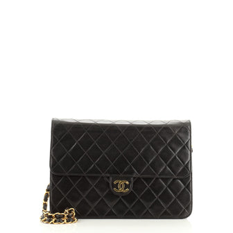 Chanel Vintage Clutch with Chain Quilted Leather Medium