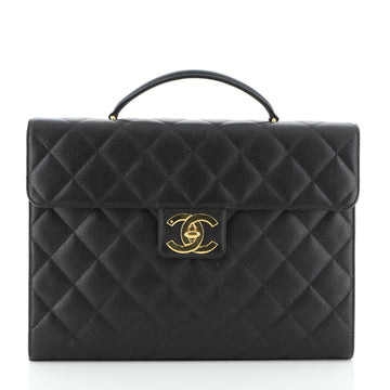Chanel Vintage CC Briefcase Quilted Caviar Large