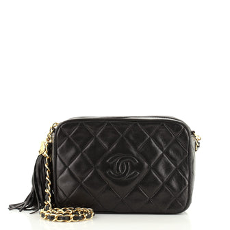 Chanel Vintage Diamond CC Camera Bag Quilted Leather Small
