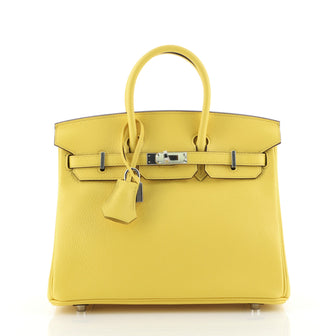 Hermes Birkin Handbag Yellow Novillo with Palladium Hardware 25