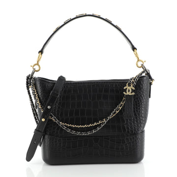 Chanel Gabrielle Hobo with Logo Handle Crocodile Embossed Calfskin Medium