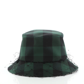 Christian Dior Teddy D Bucket Hat Check Canvas with Veil