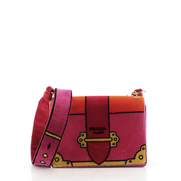 Prada Cahier Crossbody Bag Printed Velvet Small