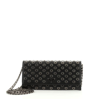 Wallet on Chain Grommet Embellished Leather