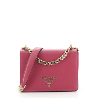 Prada Chain Flap Crossbody Bag Vernice Saffiano Leather Small