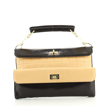 Chanel Vintage Mademoiselle Double Lock Flap Bag Quilted Lambskin Medium