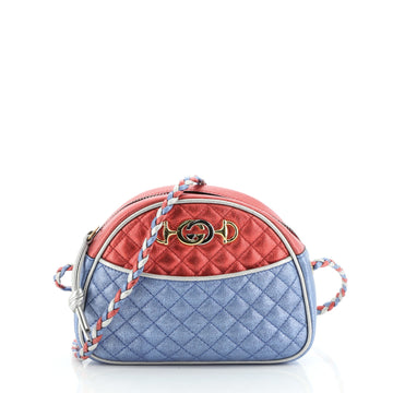 Gucci Trapuntata Camera Shoulder Bag Quilted Laminated Leather Small