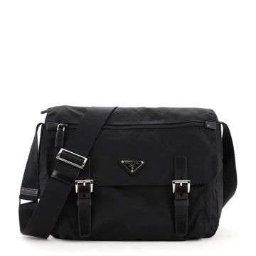 Prada Zip Buckle Messenger Bag Tessuto Medium