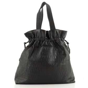 Chanel Unlimited Drawstring Tote Embossed Leather Large