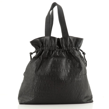 Chanel Unlimited Drawstring Tote Embossed Leather Large