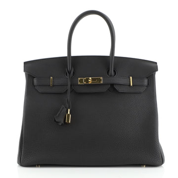 Hermes Birkin Handbag Black Togo with Gold Hardware 35