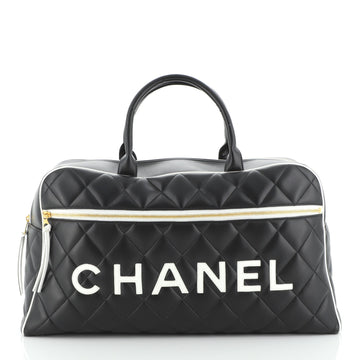Chanel Vintage Logo Bowler Bag Quilted Lambskin Large