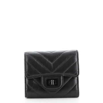 Chanel So Black Reissue Compact Wallet Chevron Sheepskin
