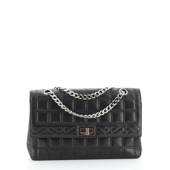 Chanel Vintage Chocolate Bar Mademoiselle Chain Flap Bag Quilted Leather Medium
