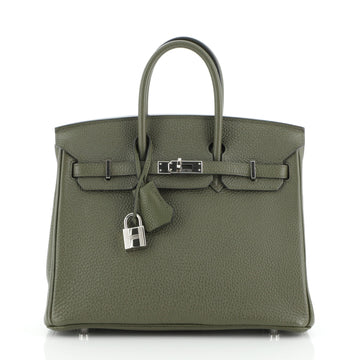 Hermes Birkin Handbag Green Togo with Palladium Hardware 25