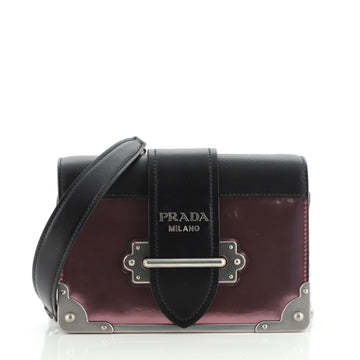 Prada Cahier Chain Crossbody Bag Patent and Saffiano Leather Small