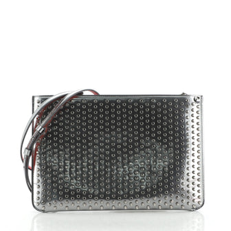 Christian Louboutin Loubiposh Clutch Holographic Spiked Leather