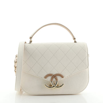Chanel Thread Around Flap Bag Quilted Caviar Small