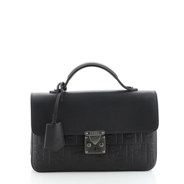 Fendi Logo Clutch Embossed Leather