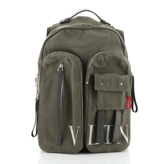 Valentino VLTN Double Pocket Backpack Printed Canvas