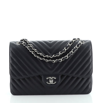 Chanel Classic Double Flap Bag Chevron Lambskin Jumbo