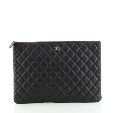 Chanel O Case Clutch Quilted Caviar Large