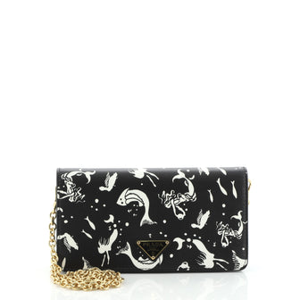 Prada Wallet on Chain Printed Saffiano Leather