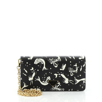 Prada Wallet on Chain Printed Saffiano Leather