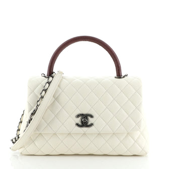 Chanel Coco Top Handle Bag Quilted Caviar with Lizard Embossed Leather Small