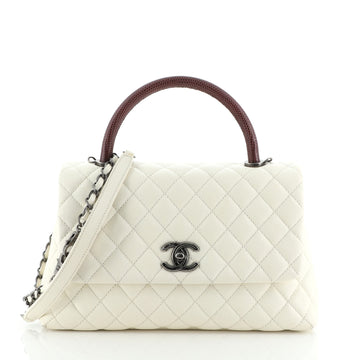 Chanel Coco Top Handle Bag Quilted Caviar with Lizard Embossed Leather Small