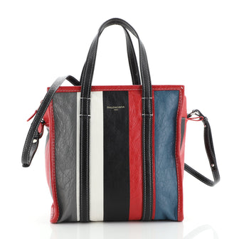 Balenciaga Bazar Convertible Tote Striped Leather Small