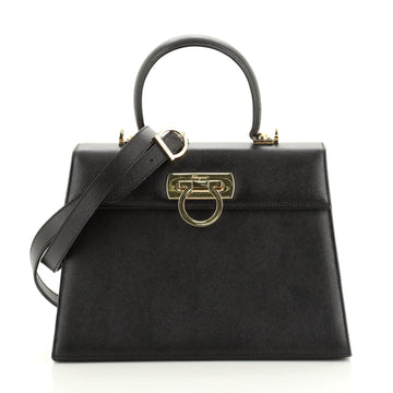 Salvatore Ferragamo Gancini Convertible Top Handle Bag Saffiano Leather Medium