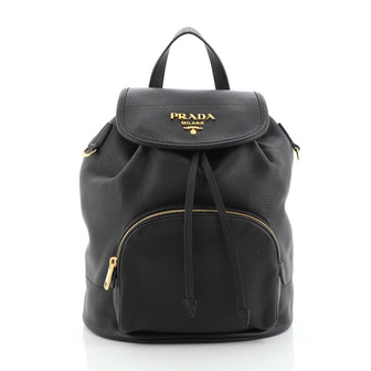 Prada Front Pocket Drawstring Backpack Vitello Daino Medium