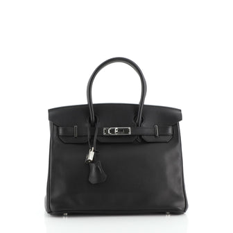 Hermes Birkin Handbag Black Swift with Palladium Hardware 30