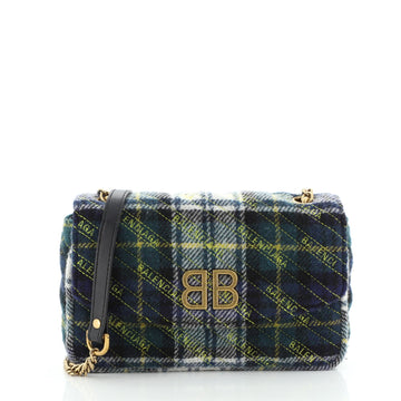 Balenciaga BB Chain Round Shoulder Bag Quilted Wool Small