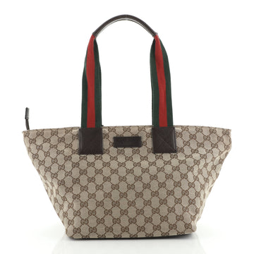 Gucci Web Zip Tote GG Canvas Medium