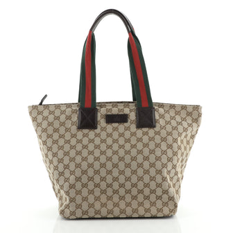 Gucci Web Zip Tote GG Canvas Large