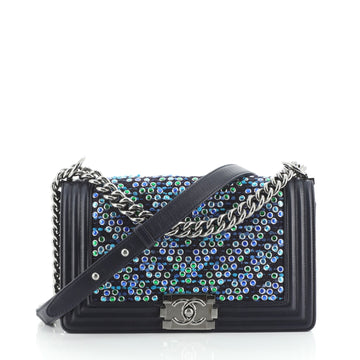 Chanel Boy Flap Bag Chevron Tweed and Rhinestones Old Medium