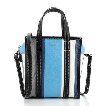 Balenciaga Bazar Convertible Tote Striped Leather XS