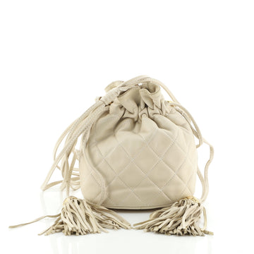 Chanel Vintage Drawstring Bucket Bag Quilted Lambskin Mini